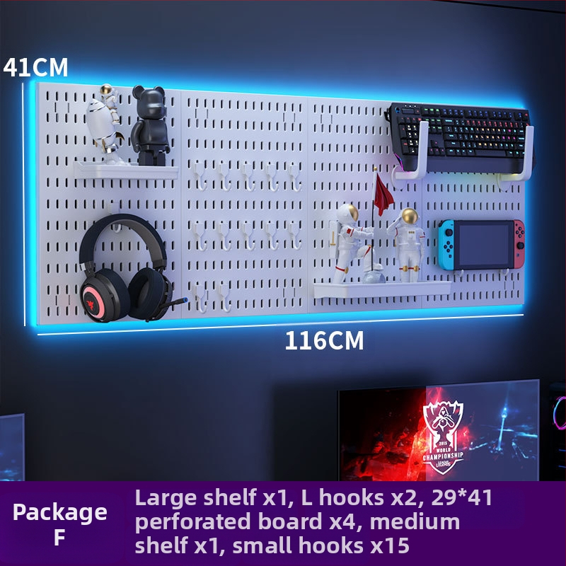 Perforovaná doska na stenu s háčikmi – bez vŕtania, 1 vrstva, viacúčelové skladovanie, balenie 20 ks