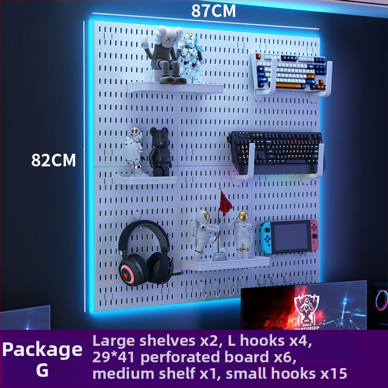 Perforovaná doska na stenu s háčikmi – bez vŕtania, 1 vrstva, viacúčelové skladovanie, balenie 20 ks
