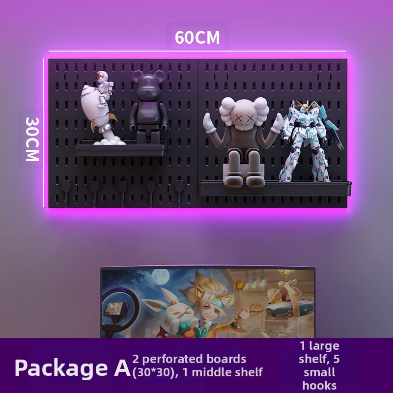 Perforovaná doska na stenu s háčikmi – bez vŕtania, 1 vrstva, viacúčelové skladovanie, balenie 20 ks