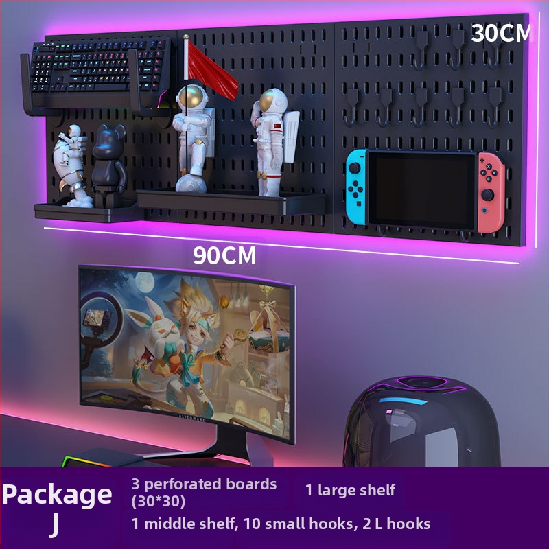 Perforovaná doska na stenu s háčikmi – bez vŕtania, 1 vrstva, viacúčelové skladovanie, balenie 20 ks