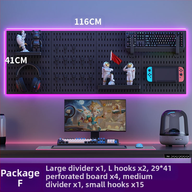 Perforovaná doska na stenu s háčikmi – bez vŕtania, 1 vrstva, viacúčelové skladovanie, balenie 20 ks