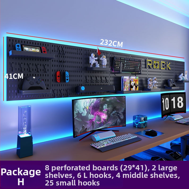 Perforovaná doska na stenu s háčikmi – bez vŕtania, 1 vrstva, viacúčelové skladovanie, balenie 20 ks