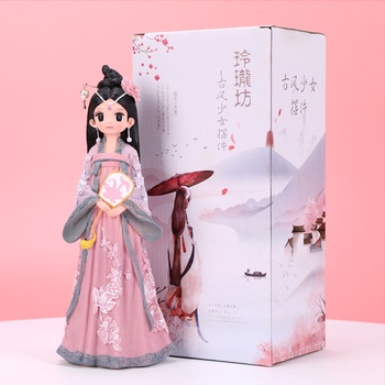 Орнамент от смола с ханфу момиче – античен стил, за домашна декорация и подарък, тема пътуване-спомен