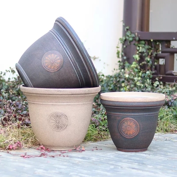 Γλάστρα από ρητίνη με ανάγλυφη υφή πέτρας, ρετρό στυλ, σχεδιασμένη για το πάτωμα, κατάλληλη για γραφείο και οικιακή διακόσμηση