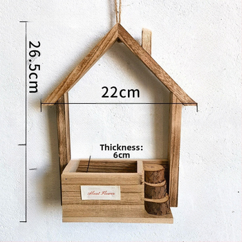 Ξύλινο κρεμαστό γλαστράκι τοίχου σε ευρωπαϊκό στυλ, χειροποίητο με χαρακτική