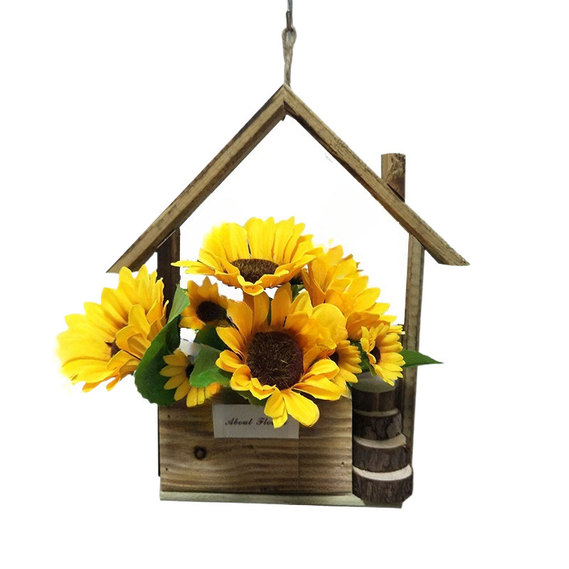 Ghiveci de perete din lemn în stil european, realizat manual, gravat