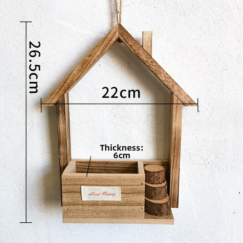 Ghiveci de perete din lemn în stil european, realizat manual, gravat