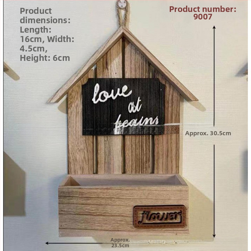 Ghiveci de perete din lemn în stil european, realizat manual, gravat