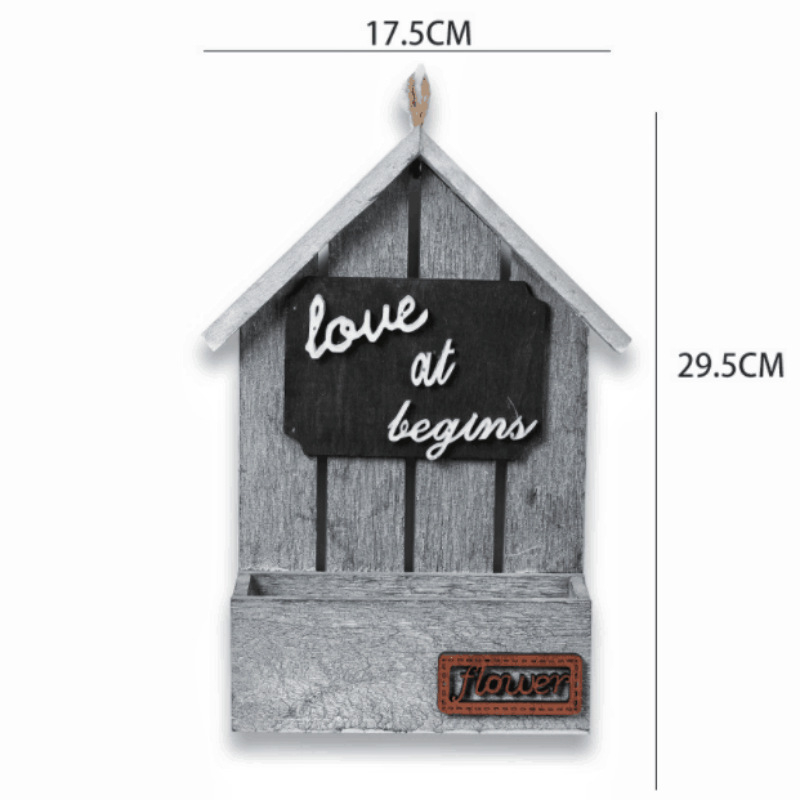 Ghiveci de perete din lemn în stil european, realizat manual, gravat