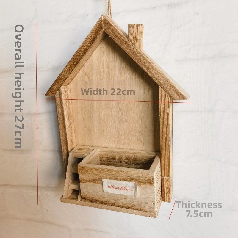 Ghiveci de perete din lemn în stil european, realizat manual, gravat