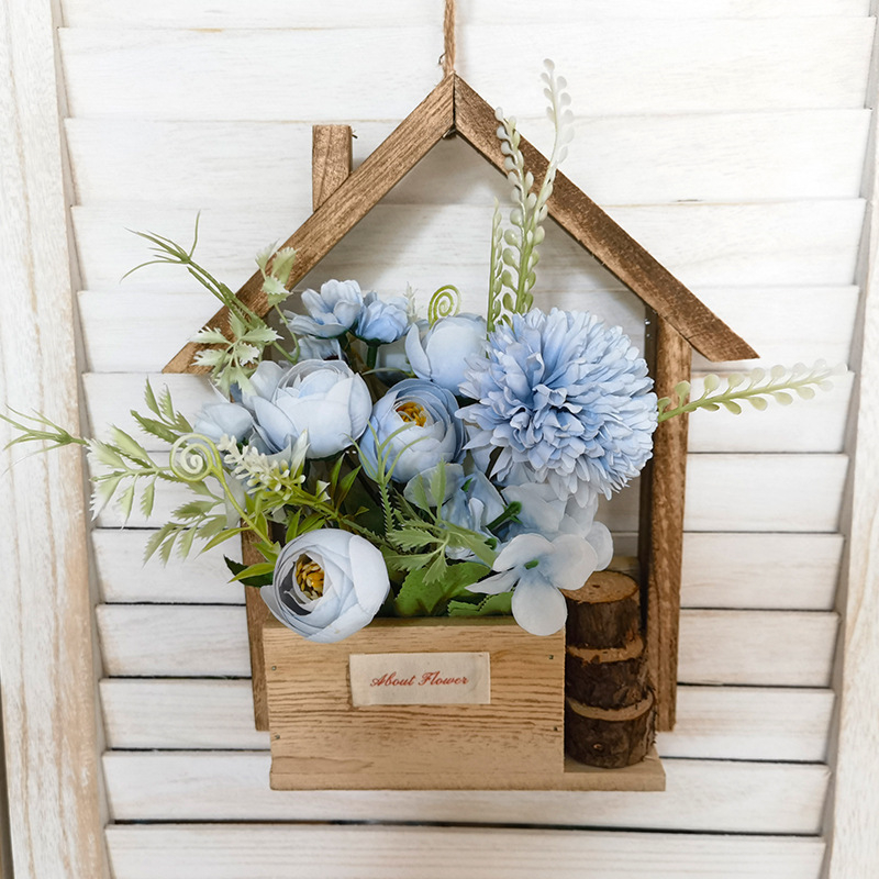 Ghiveci de perete din lemn în stil european, realizat manual, gravat