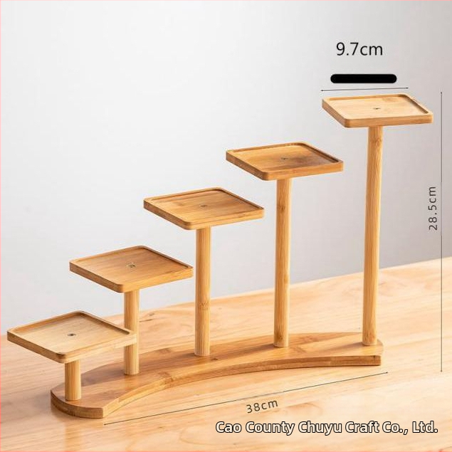 Επιτραπέζιο μπαμπού ράφι φυτών για παχύφυτα — Πολυεπίπεδο ξύλινο ράφι γλαστών, μοντέρνο μινιμαλιστικό στυλ, εύκολη συναρμολόγηση