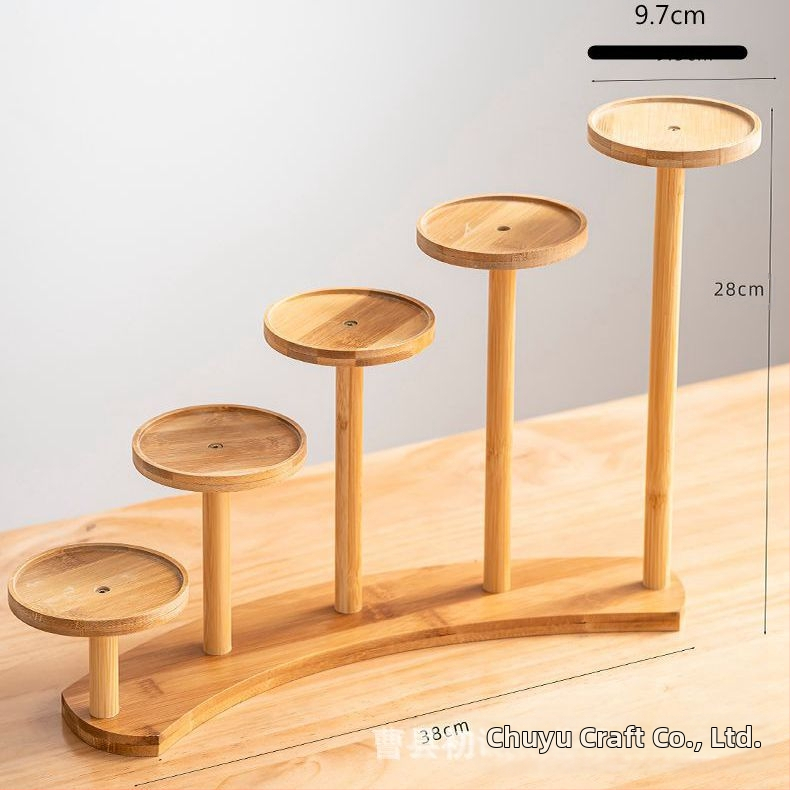 Επιτραπέζιο μπαμπού ράφι φυτών για παχύφυτα — Πολυεπίπεδο ξύλινο ράφι γλαστών, μοντέρνο μινιμαλιστικό στυλ, εύκολη συναρμολόγηση