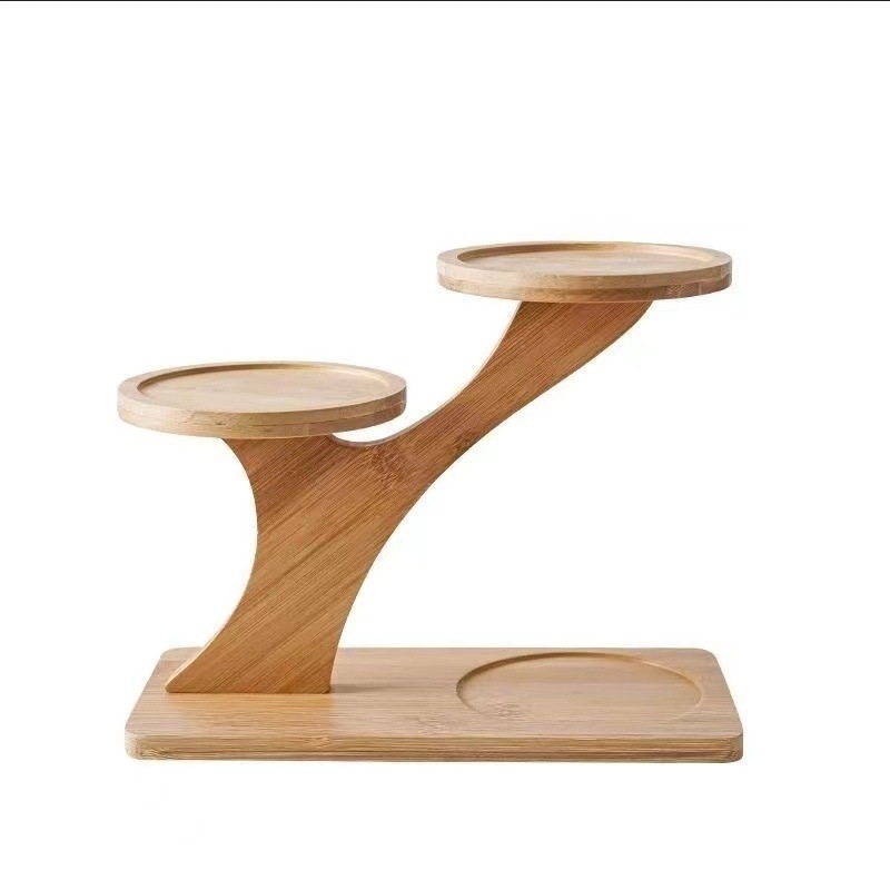 Επιτραπέζιο μπαμπού ράφι φυτών για παχύφυτα — Πολυεπίπεδο ξύλινο ράφι γλαστών, μοντέρνο μινιμαλιστικό στυλ, εύκολη συναρμολόγηση