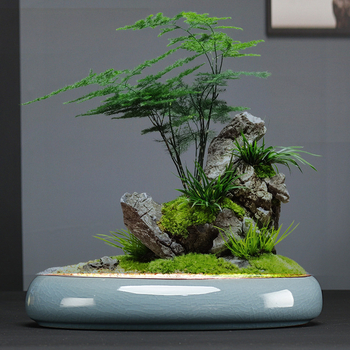 Ge Kiln κεραμική γλάστρα για λουλούδια, υλικό άμμου, ψημένη σε υψηλή θερμοκρασία, διαπερατή, ανθεκτική στη διάβρωση και σταθερή, κατάλληλη για εσωτερικούς χώρους μπονσάι και παχύφυτα