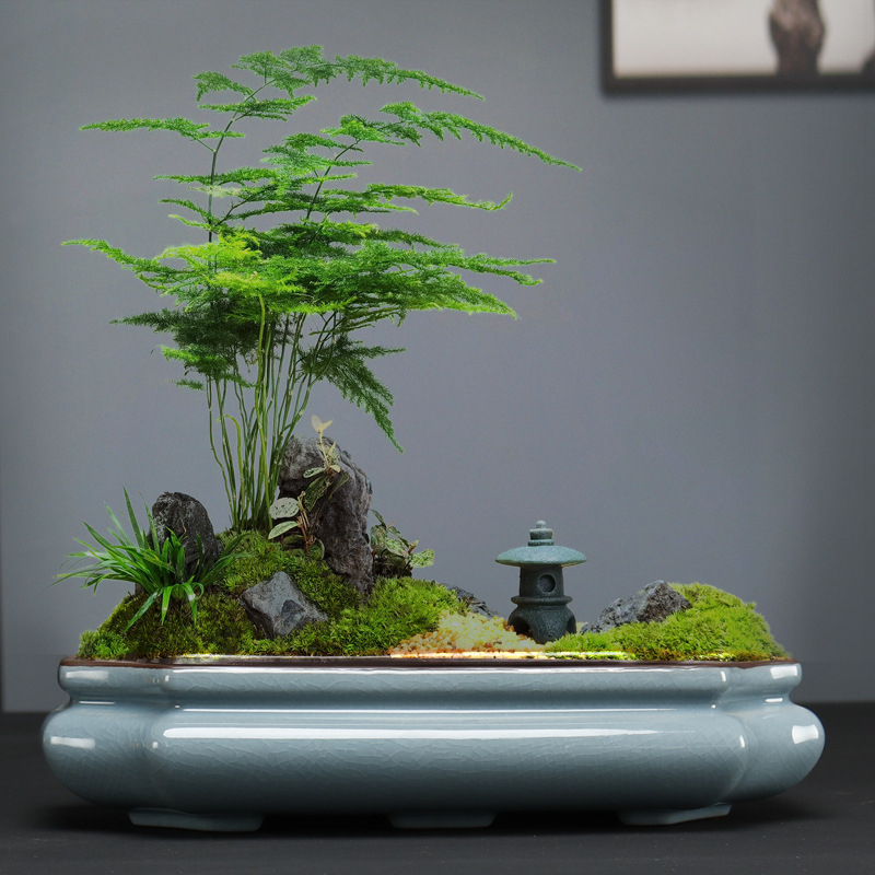 Ge Kiln keramička saksija, materijal pijesak, pečeno na visokoj temperaturi, prozračna, otporna na koroziju, čvrsta, pogodna za unutarnje bonsaie i sukulente