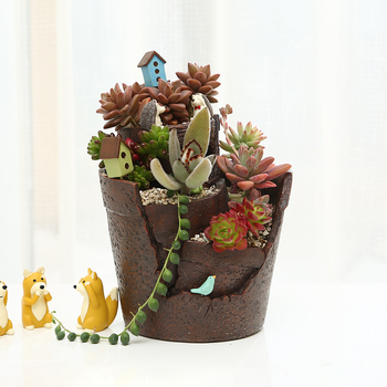 Мини саксия за микро ландшафт, вътрешен декор, за бонсай DIY, пасторален стил, синтетична смола