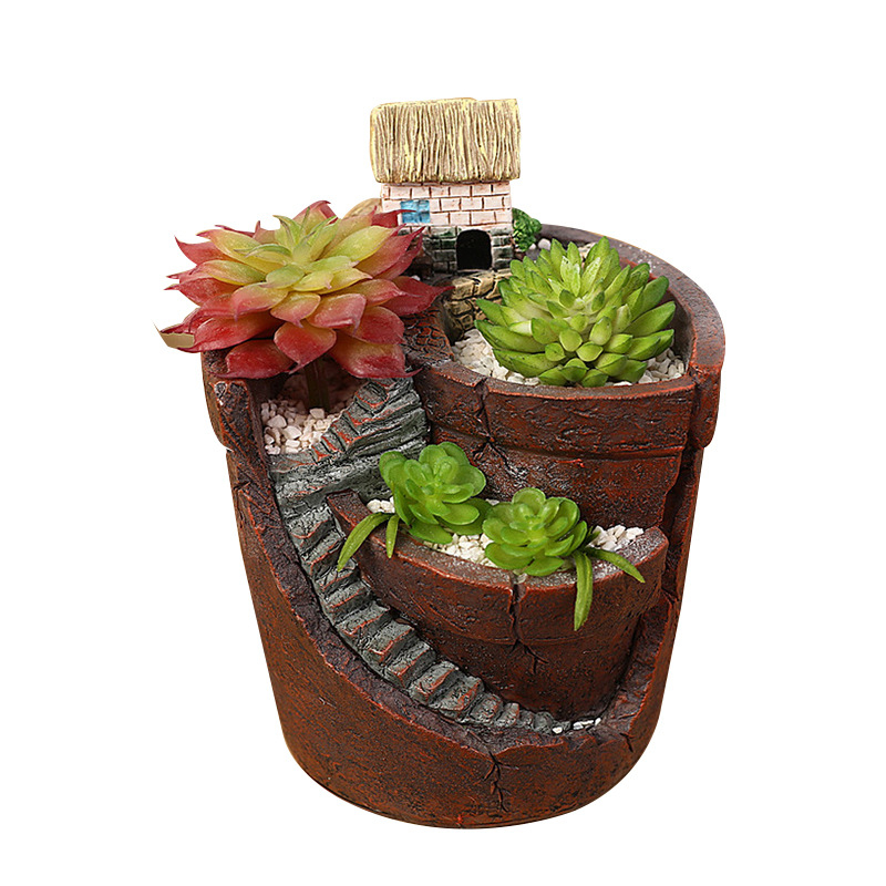 Mini posuda za mikro krajolik unutarnja dekoracija, bonsai DIY, pastoralni stil, sintetička smola