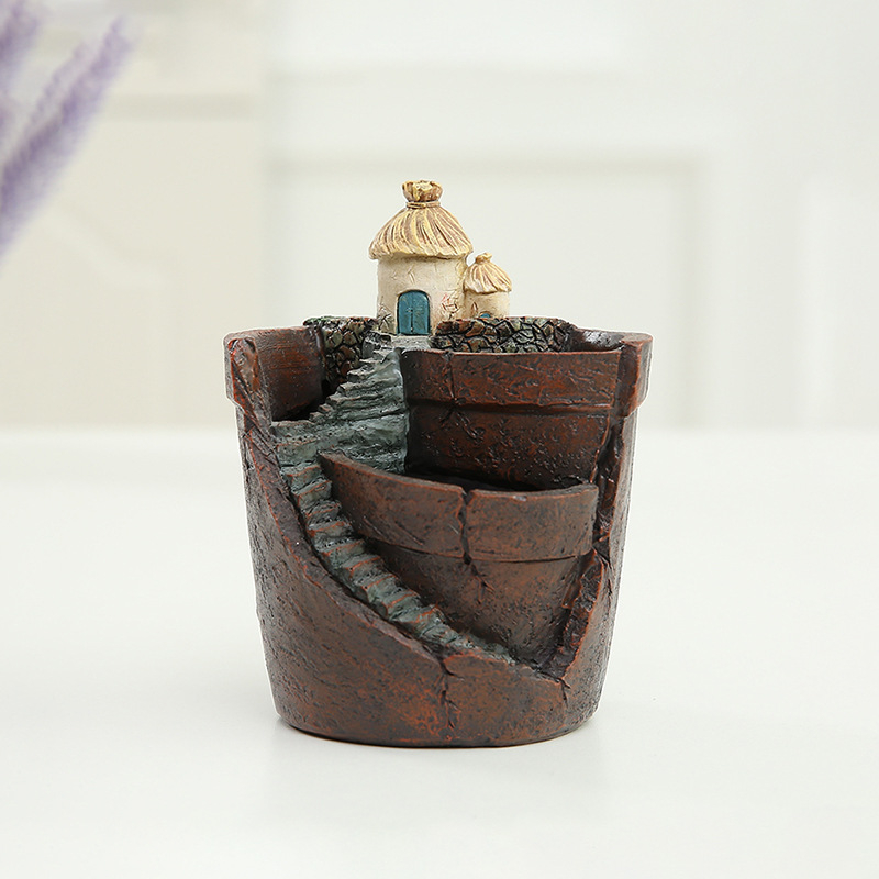 Mini posuda za mikro krajolik unutarnja dekoracija, bonsai DIY, pastoralni stil, sintetička smola