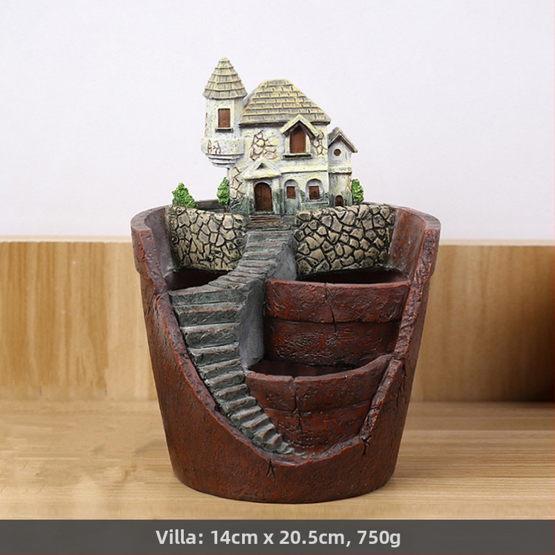 Mini posuda za mikro krajolik unutarnja dekoracija, bonsai DIY, pastoralni stil, sintetička smola
