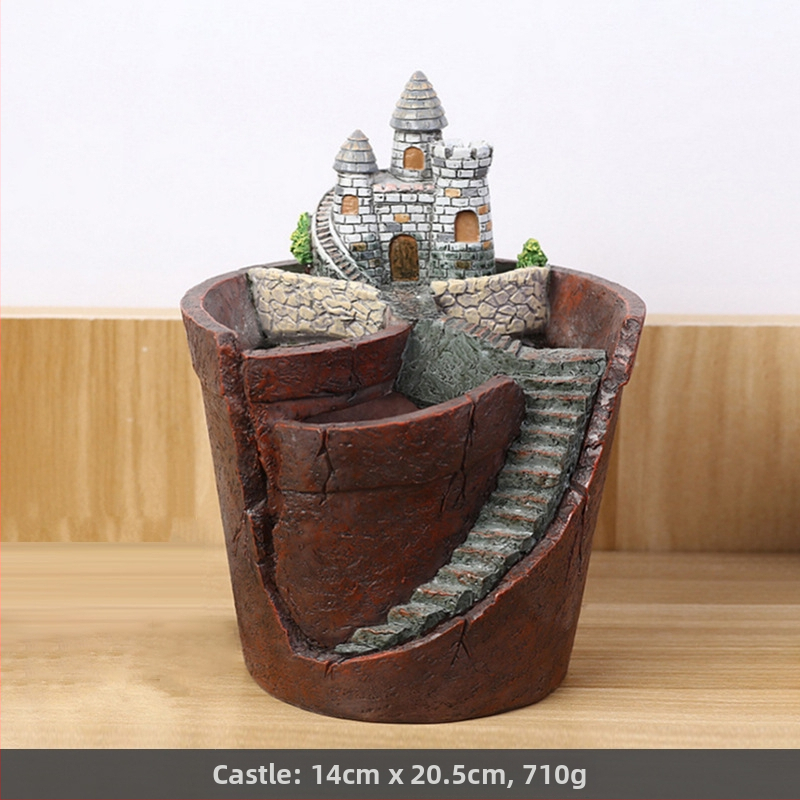 Mini posuda za mikro krajolik unutarnja dekoracija, bonsai DIY, pastoralni stil, sintetička smola