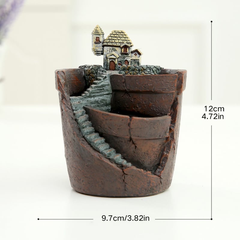 Mini posuda za mikro krajolik unutarnja dekoracija, bonsai DIY, pastoralni stil, sintetička smola