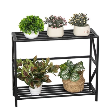 Μεταλλική βάση για λουλούδια δύο επιπέδων για παράθυρο – στενή, επιδαπέδια, για εσωτερική κηπουρική, απλό στυλ