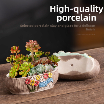 Κεραμική γλάστρα για παχύφυτα, διαπνέουσα και ανθεκτική, κατάλληλη για γραφείο/οικία, μινιμαλιστικό στυλ