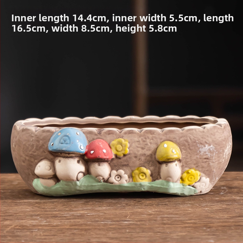 Ghiveci ceramic pentru suculente, respirabil, durabil, pentru birou și casă, stil simplu