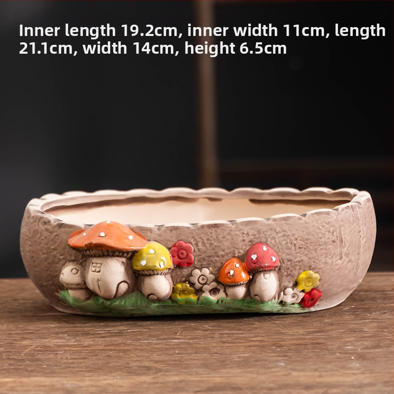 Ghiveci ceramic pentru suculente, respirabil, durabil, pentru birou și casă, stil simplu