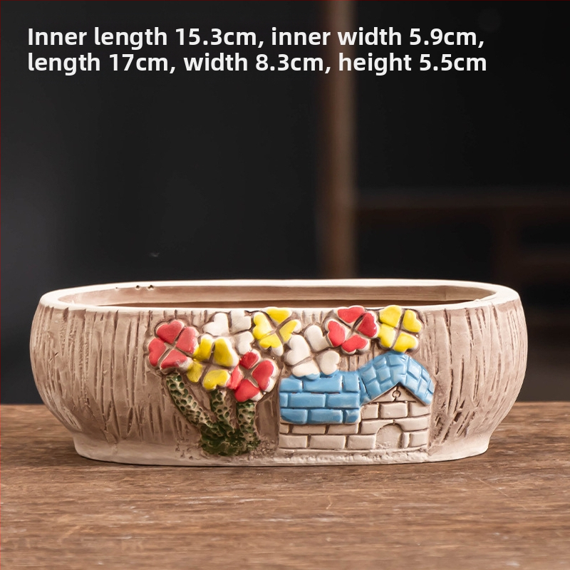 Ghiveci ceramic pentru suculente, respirabil, durabil, pentru birou și casă, stil simplu