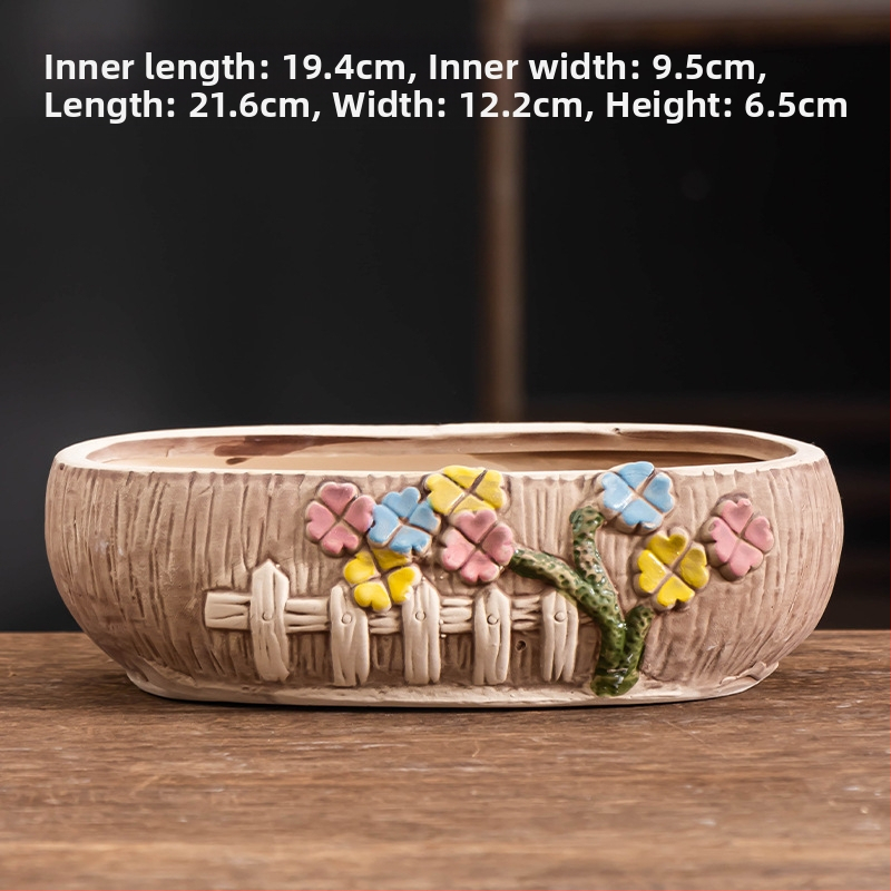 Ghiveci ceramic pentru suculente, respirabil, durabil, pentru birou și casă, stil simplu