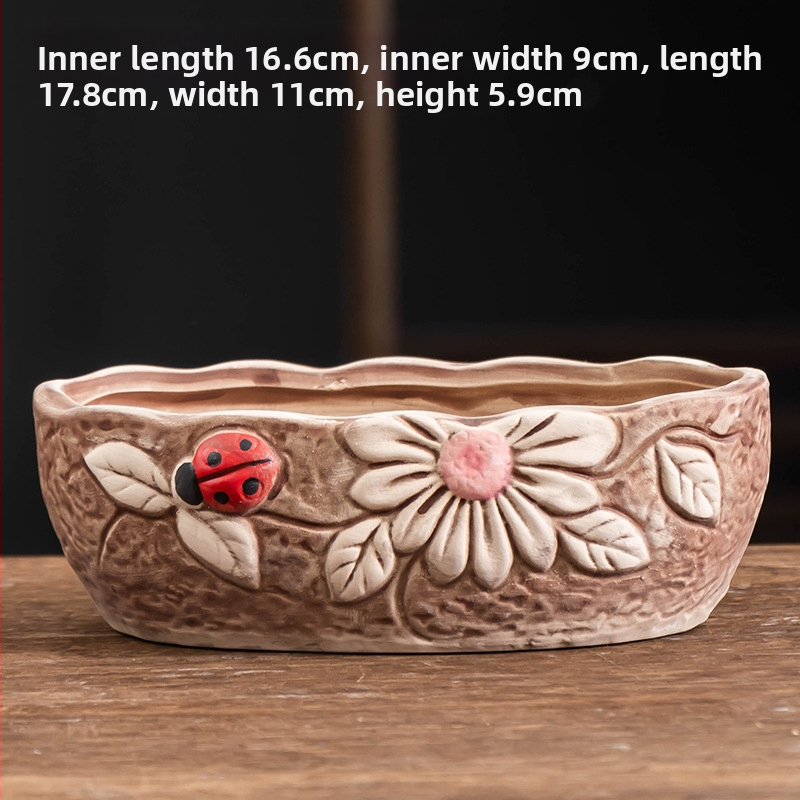 Ghiveci ceramic pentru suculente, respirabil, durabil, pentru birou și casă, stil simplu