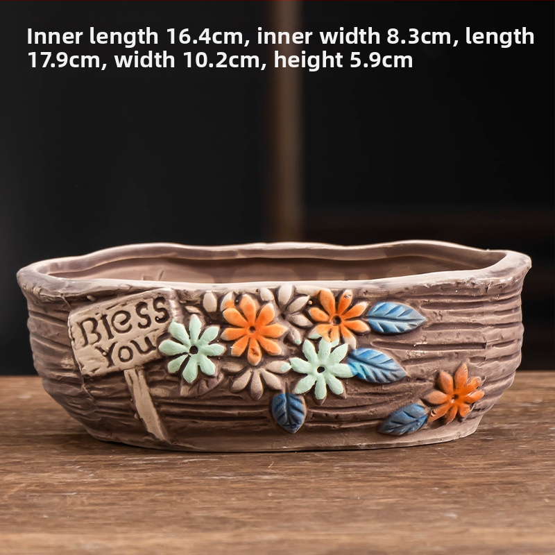 Ghiveci ceramic pentru suculente, respirabil, durabil, pentru birou și casă, stil simplu