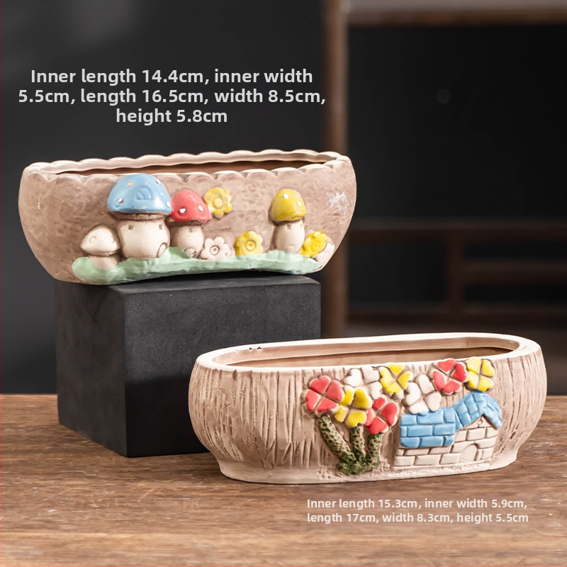 Ghiveci ceramic pentru suculente, respirabil, durabil, pentru birou și casă, stil simplu