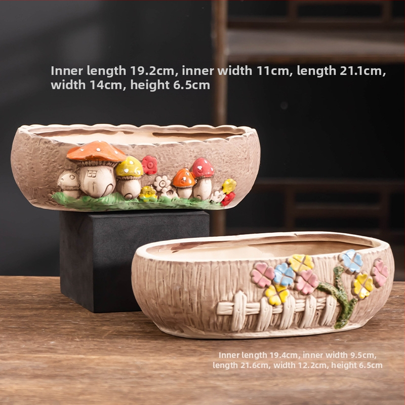 Ghiveci ceramic pentru suculente, respirabil, durabil, pentru birou și casă, stil simplu