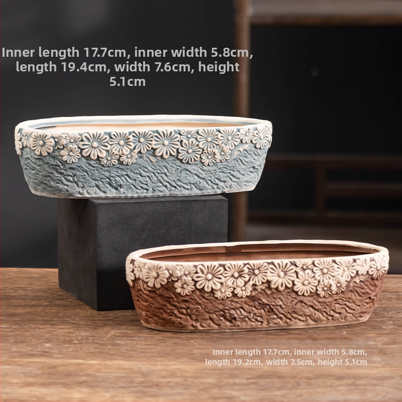 Ghiveci ceramic pentru suculente, respirabil, durabil, pentru birou și casă, stil simplu