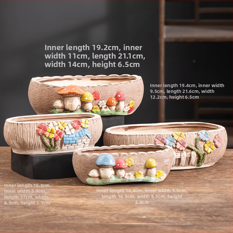 Ghiveci ceramic pentru suculente, respirabil, durabil, pentru birou și casă, stil simplu