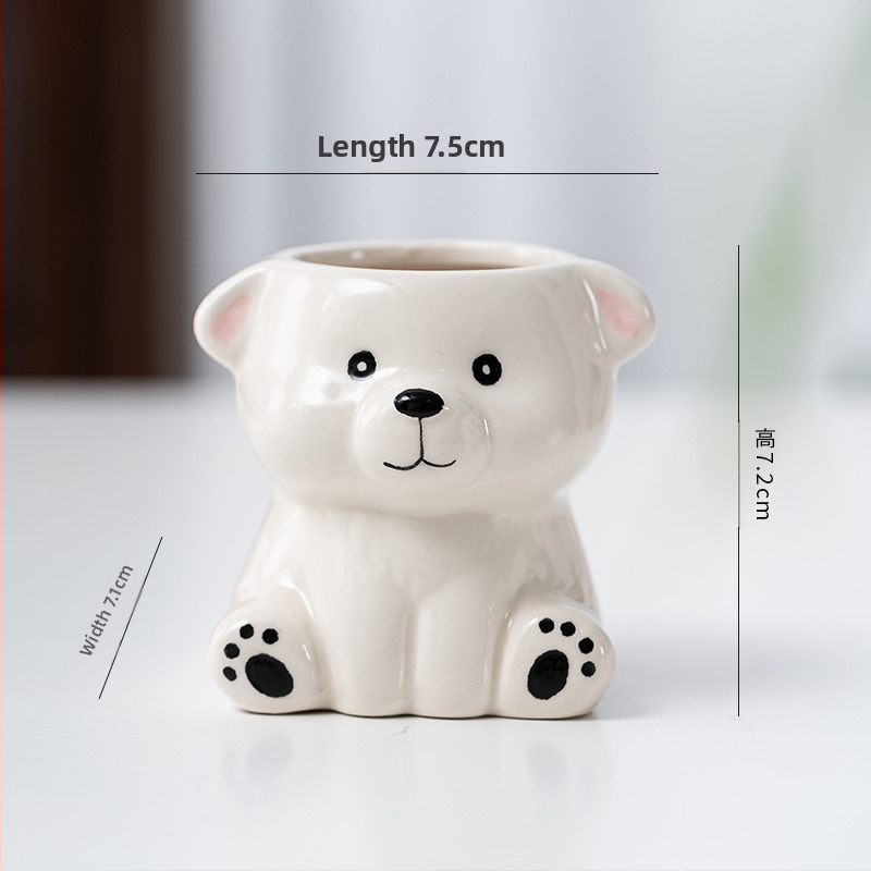 Κεραμική γλάστρα με σχέδιο ζωώδους χαρακτήρα σε καρτούν, απλός γλυκός στυλ, κατάλληλη για χρήση σε επιφάνειες εργασίας και για τοποθέτηση στο πάτωμα, για γραφείο και διακόσμηση σπιτιού