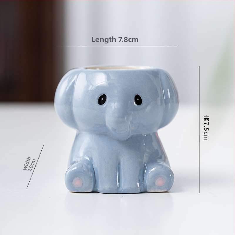 Κεραμική γλάστρα με σχέδιο ζωώδους χαρακτήρα σε καρτούν, απλός γλυκός στυλ, κατάλληλη για χρήση σε επιφάνειες εργασίας και για τοποθέτηση στο πάτωμα, για γραφείο και διακόσμηση σπιτιού