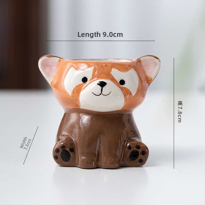 Κεραμική γλάστρα με σχέδιο ζωώδους χαρακτήρα σε καρτούν, απλός γλυκός στυλ, κατάλληλη για χρήση σε επιφάνειες εργασίας και για τοποθέτηση στο πάτωμα, για γραφείο και διακόσμηση σπιτιού