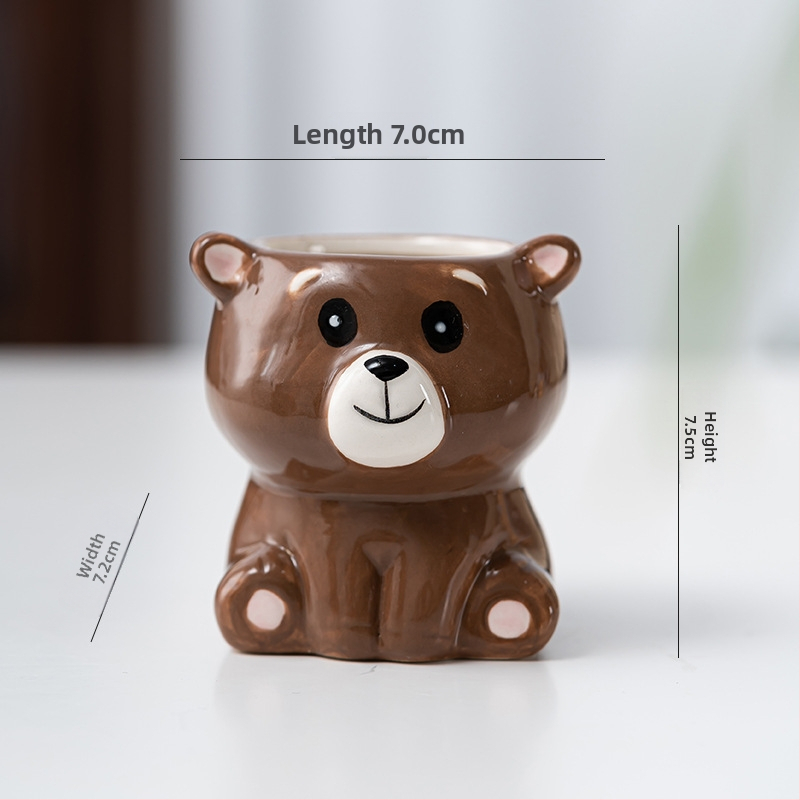 Κεραμική γλάστρα με σχέδιο ζωώδους χαρακτήρα σε καρτούν, απλός γλυκός στυλ, κατάλληλη για χρήση σε επιφάνειες εργασίας και για τοποθέτηση στο πάτωμα, για γραφείο και διακόσμηση σπιτιού