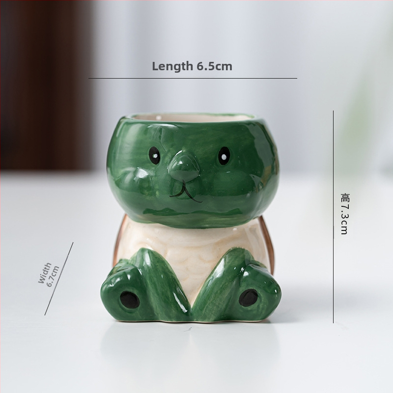 Κεραμική γλάστρα με σχέδιο ζωώδους χαρακτήρα σε καρτούν, απλός γλυκός στυλ, κατάλληλη για χρήση σε επιφάνειες εργασίας και για τοποθέτηση στο πάτωμα, για γραφείο και διακόσμηση σπιτιού