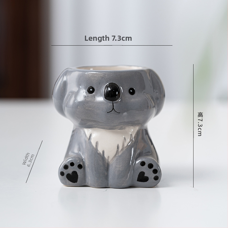 Κεραμική γλάστρα με σχέδιο ζωώδους χαρακτήρα σε καρτούν, απλός γλυκός στυλ, κατάλληλη για χρήση σε επιφάνειες εργασίας και για τοποθέτηση στο πάτωμα, για γραφείο και διακόσμηση σπιτιού