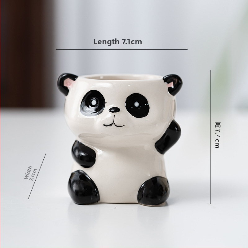 Κεραμική γλάστρα με σχέδιο ζωώδους χαρακτήρα σε καρτούν, απλός γλυκός στυλ, κατάλληλη για χρήση σε επιφάνειες εργασίας και για τοποθέτηση στο πάτωμα, για γραφείο και διακόσμηση σπιτιού