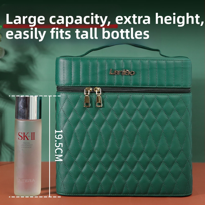 Козметична кутия за грим с голям капацитет, PVC, цип за отваряне, заключване, водоустойчива, тегло 1.1 кг