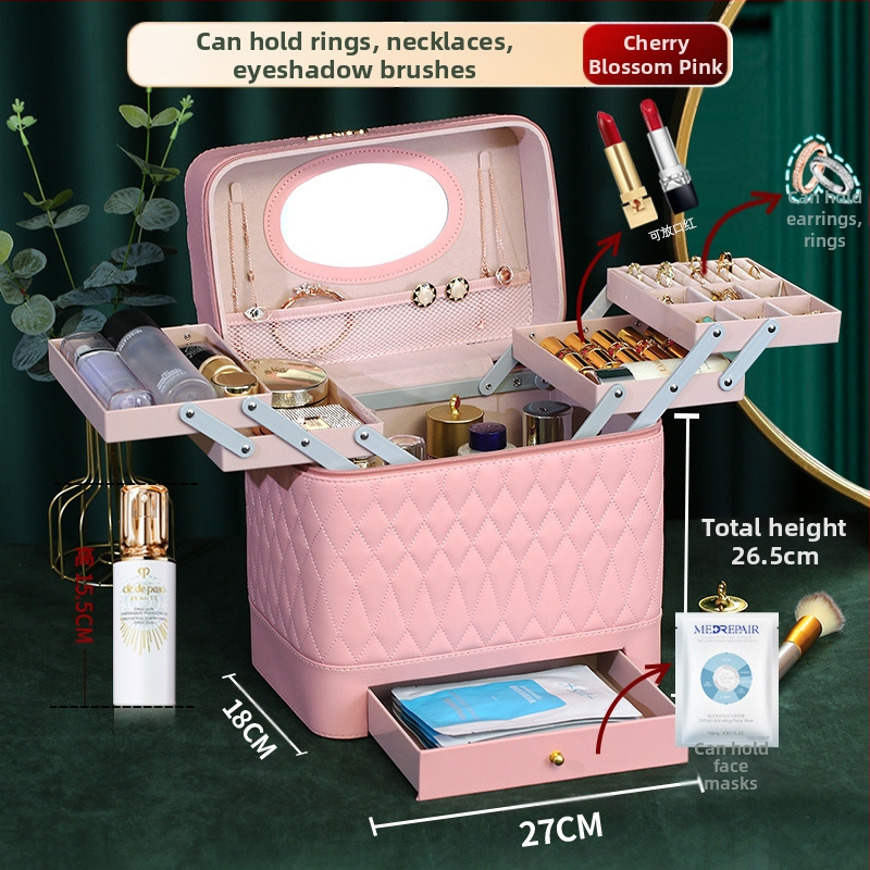 Kutija za šminku PVC-a s velikim kapacitetom, zatvarač, brava, vodootporna, težina 1,1 kg