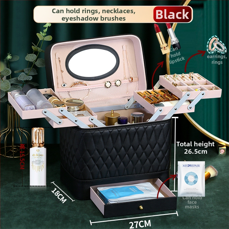 Kutija za šminku PVC-a s velikim kapacitetom, zatvarač, brava, vodootporna, težina 1,1 kg