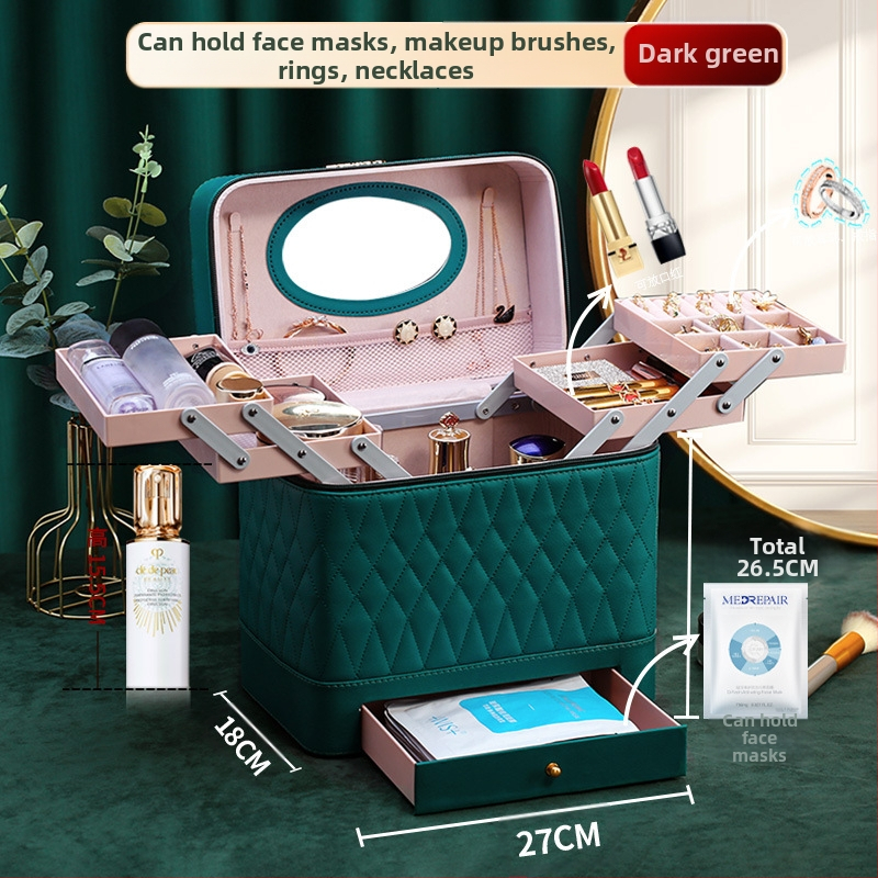 Kutija za šminku PVC-a s velikim kapacitetom, zatvarač, brava, vodootporna, težina 1,1 kg