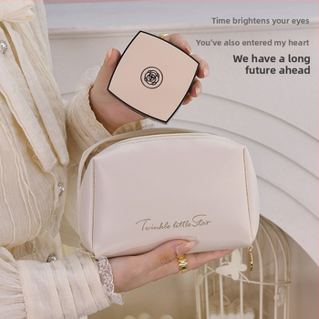 PU несесер за грим, мини ръчен дизайн, ултралек, водоустойчив, издръжлив и разширяем, подплата от полиестер